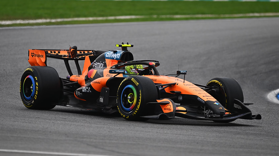 Norris started the race on slick tyres and never ran higher than eighth | Credit: Formula One