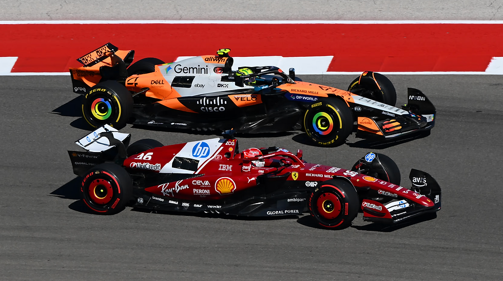 Charles Leclerc’s defensive driving against Lando Norris was the highlight of Sunday’s race | Credit: Formula One