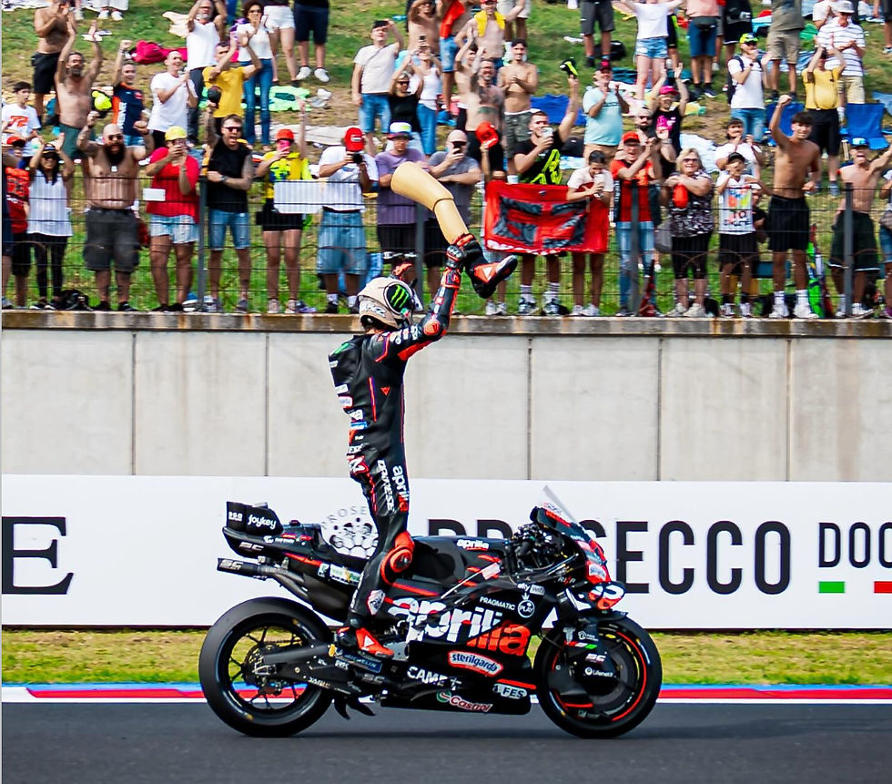 Bezzecchi celebrating victory in Misano