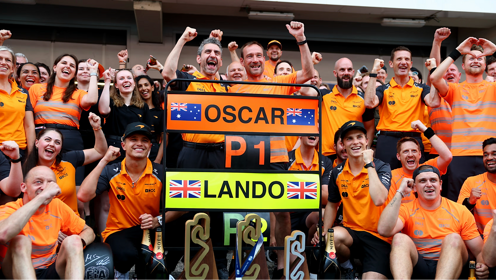 Lando Norris and Oscar Piastri celebrating a 1-2 finish at the 2025 Spanish Grand Prix | Credit: Formula One