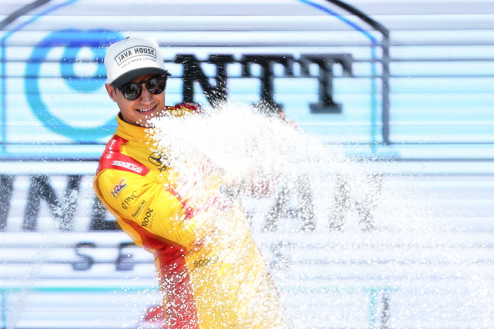 Álex Palou celebrates victory at IndyCar's Grand Prix of Monterey at Laguna Seca