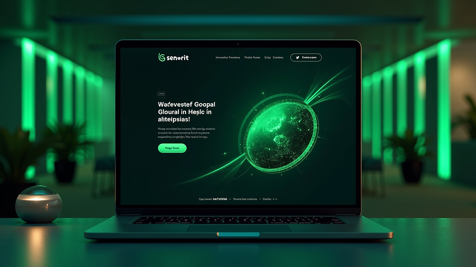 Eye-level view of a modern website layout on a laptop screen