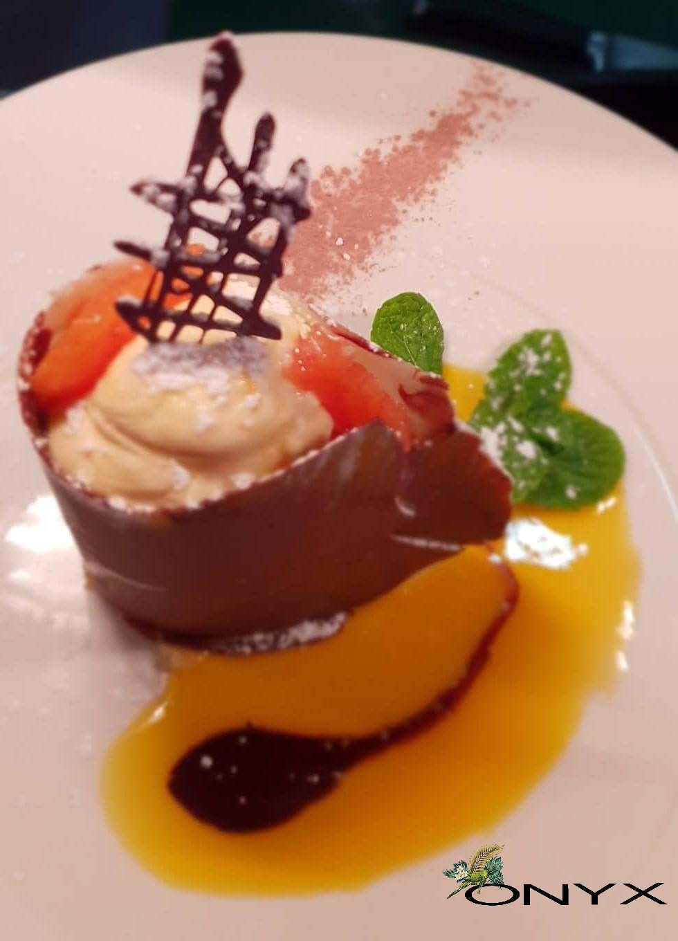 White & dark chocolate orange teardrop