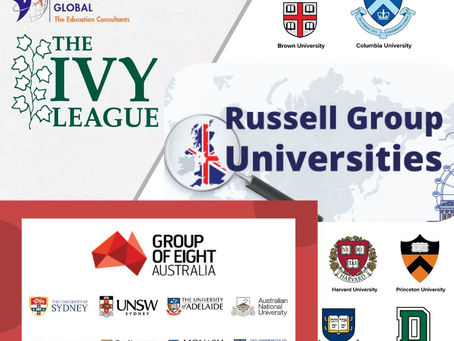 Best Universities - Ivy League of USA / Russel Group of UK/ Go8 of Australia