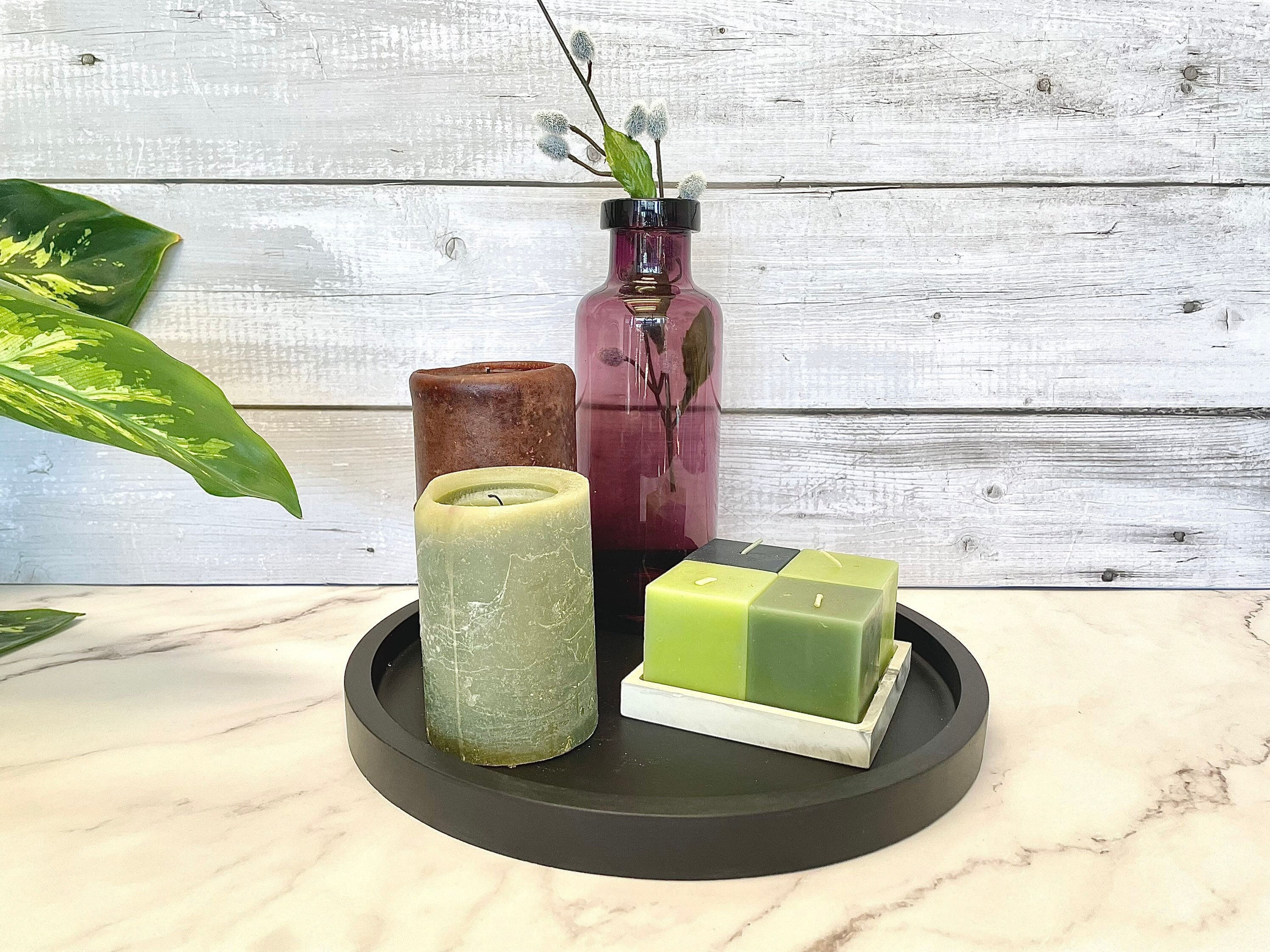 Large Round Concrete Tray – Minimalist Catchall Dish, Modern Decorative Tray