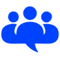 Icon of students collaborating, representing interactive and engaging online learning.
