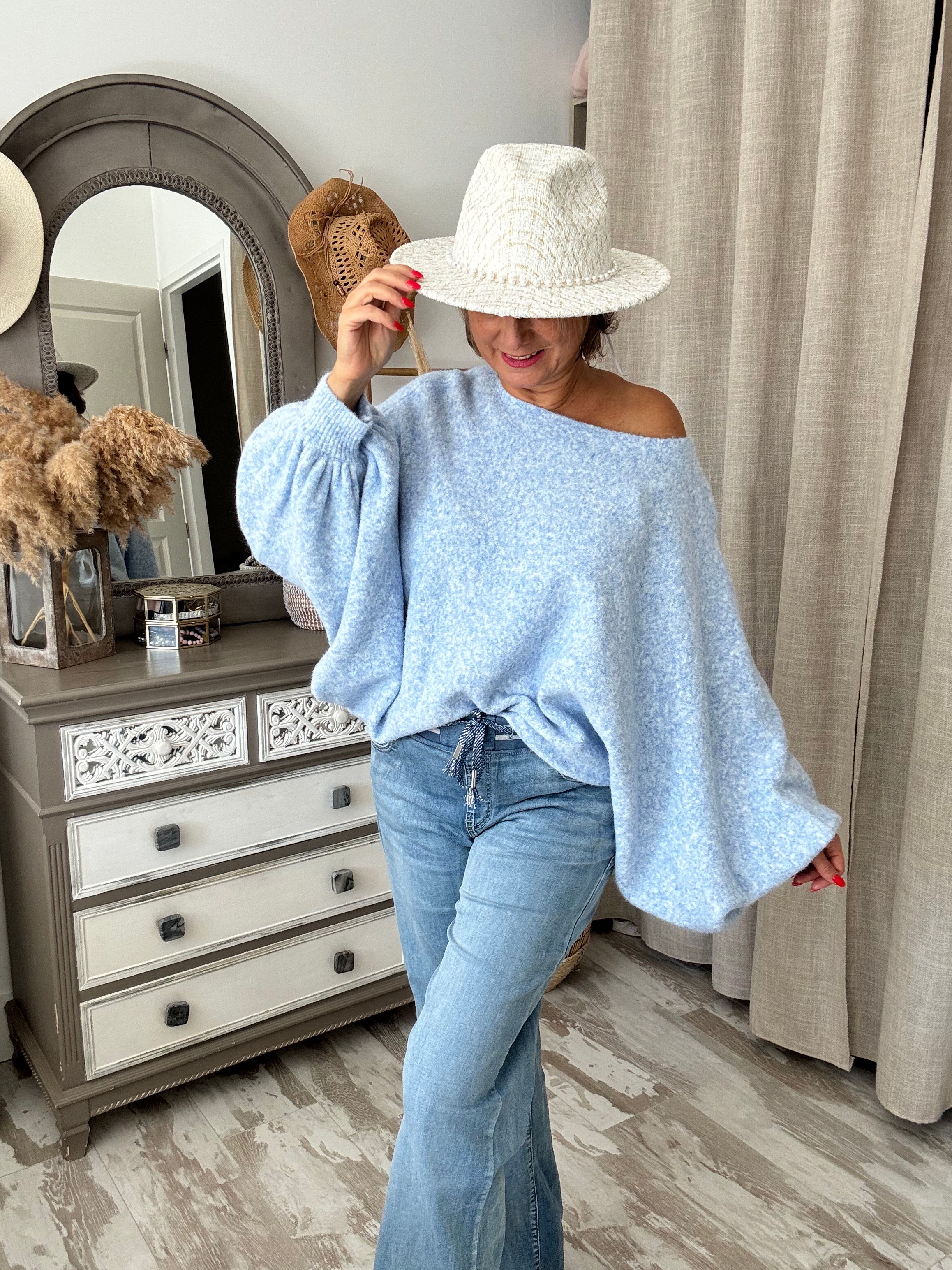 Pull Cocooning Bleu ciel