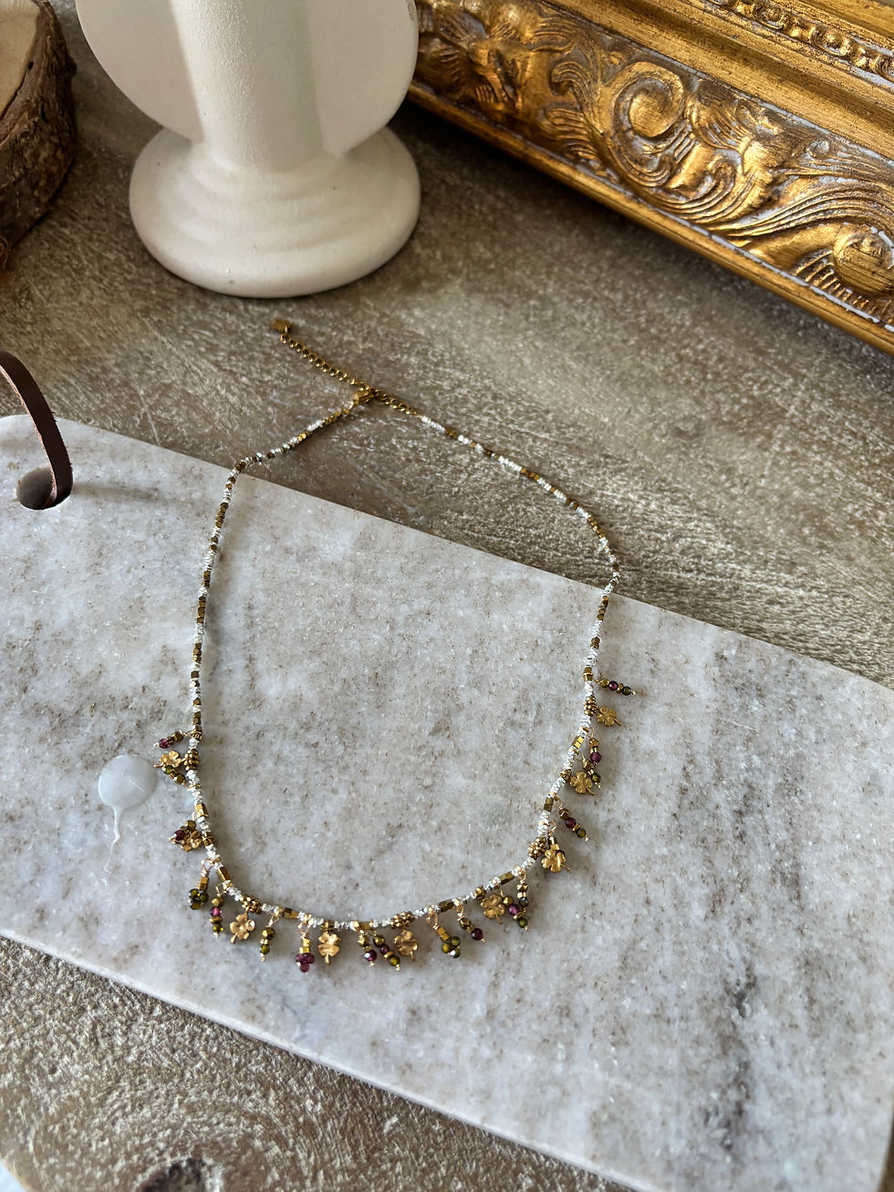 Miniature : Collier Trèfle aux pierres naturelles 
