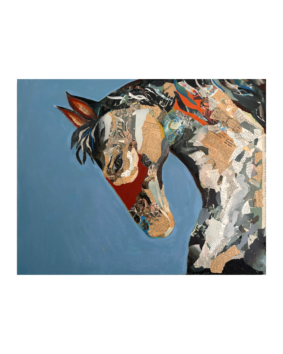 Vintage Collage Horse 22x28 mided media collage