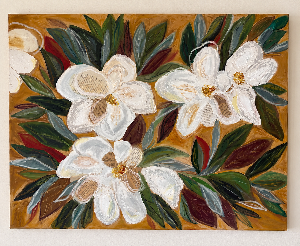 Magnolia Bloom No. 2 Mixed media collage 22X28