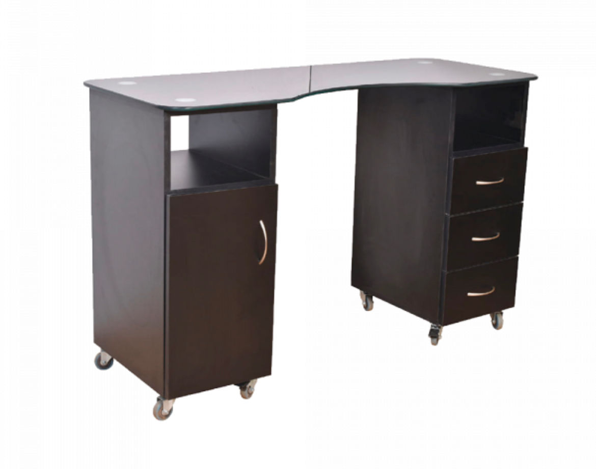 שולחן מניקור זכוכית שחור