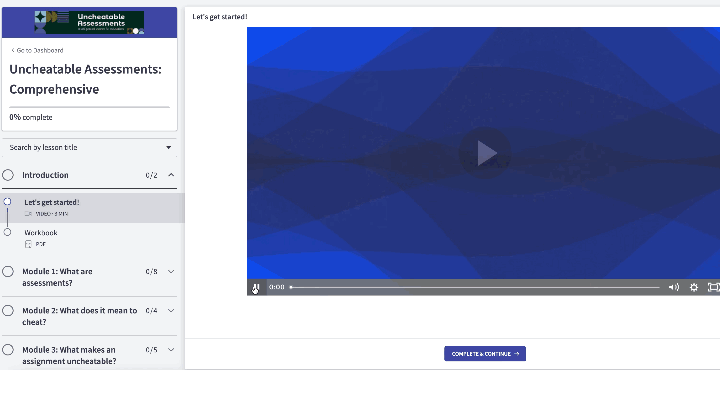 screen recording of uncheatable assessments course
