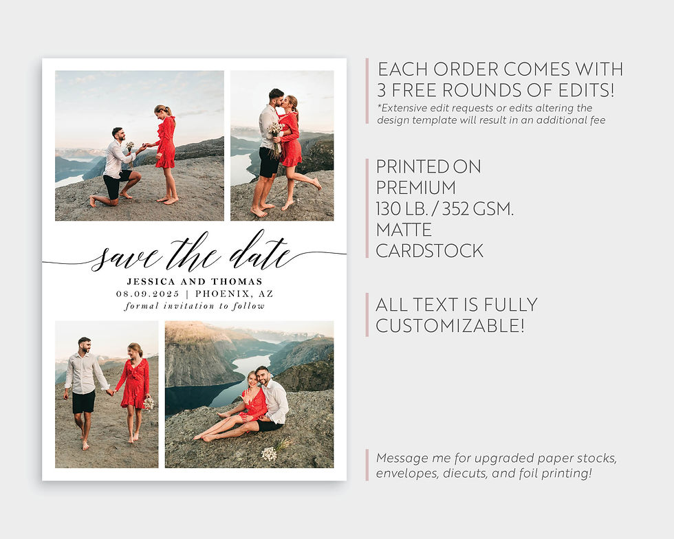 Thumbnail: Timeless 4 Photo Collage Save the Date Card Wedding Engagement Announcement