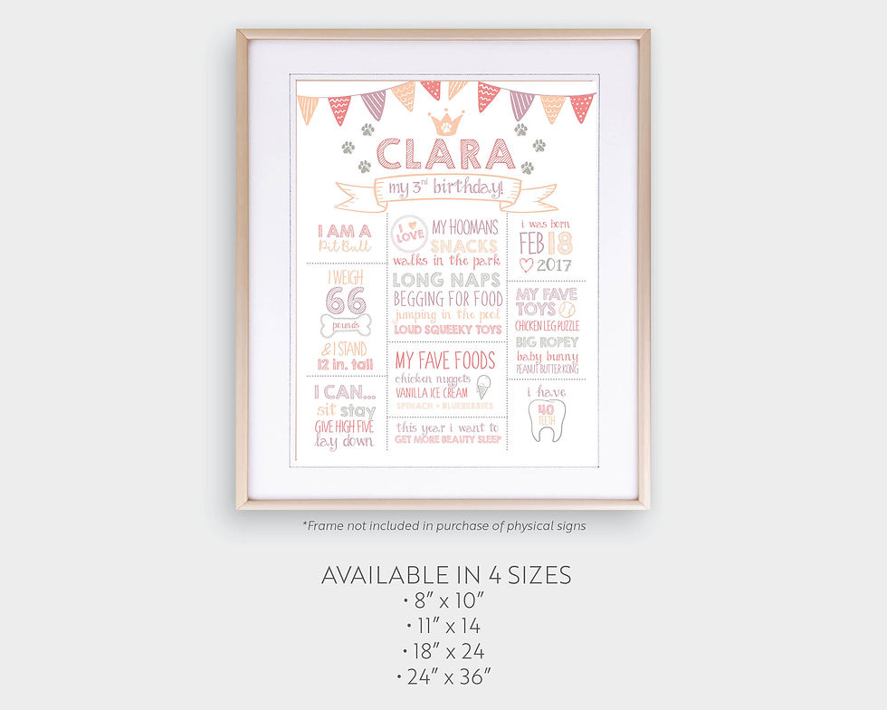 Thumbnail: Pink Purple Orange Custom Dog Pet Birthday Milestone Board Keepsake Any Age