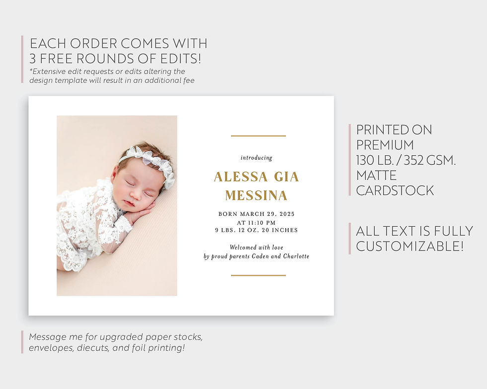 Thumbnail: Alessa Newborn Baby Birth Announcement