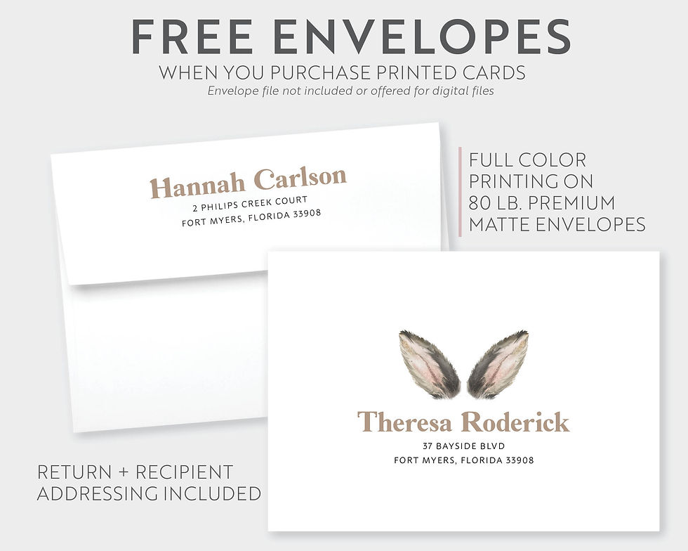Thumbnail: Gold Bunny Ears Gender Reveal Invitation
