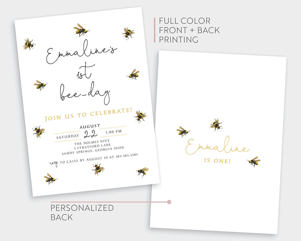 Thumbnail: Minimal and Modern 1st Bee Day Birthday Invitation