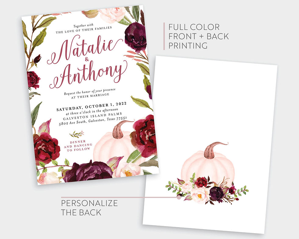 Thumbnail: Pink Pumpkin and Marsala Floral Wedding Invitation Suite