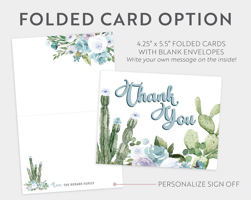 Thumbnail: Blue Cactus and Floral Fiesta Thank You Card
