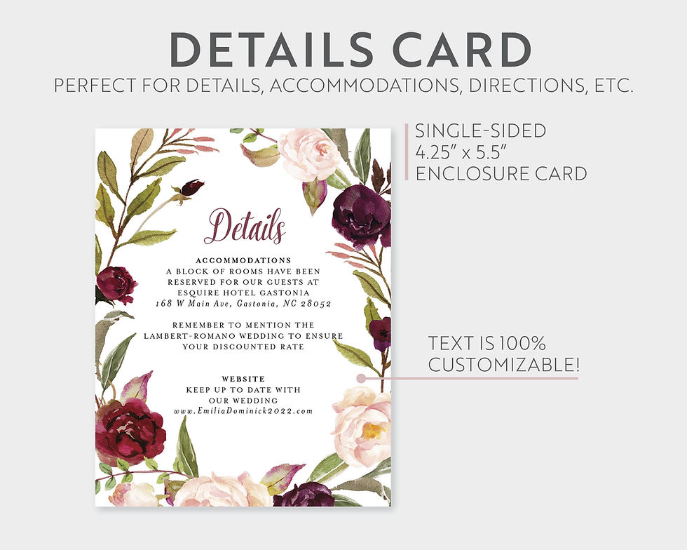 Thumbnail: Burgundy and Marsala Floral Wedding Invitation Suite