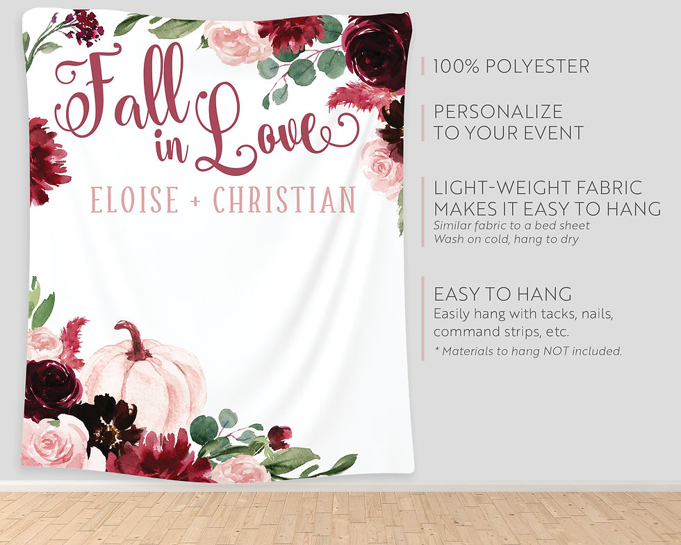 Thumbnail: Pink and Blush Floral and Pumpkins Fall Party Backdrop