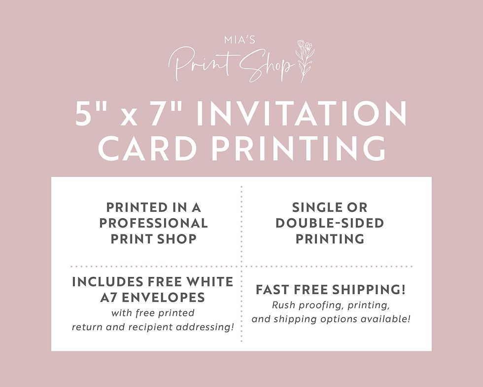 5" x 7" Card Invitation Printing with Envelopes