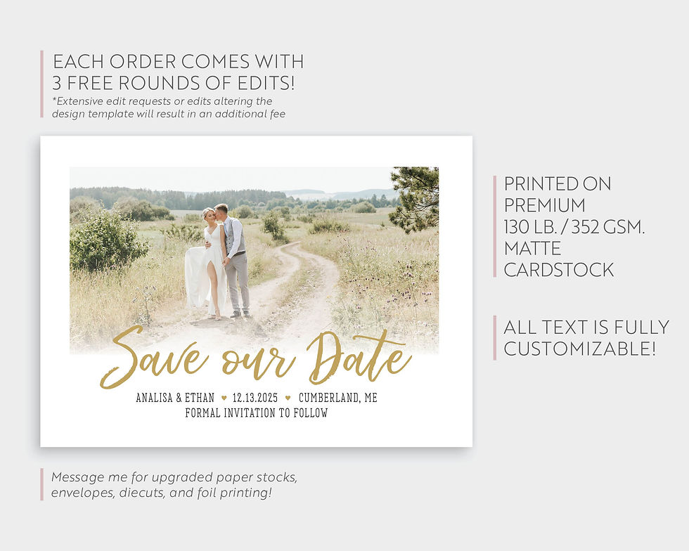Thumbnail: Modern Gold Script Save the Date Photo Card Wedding Engagement Announcement