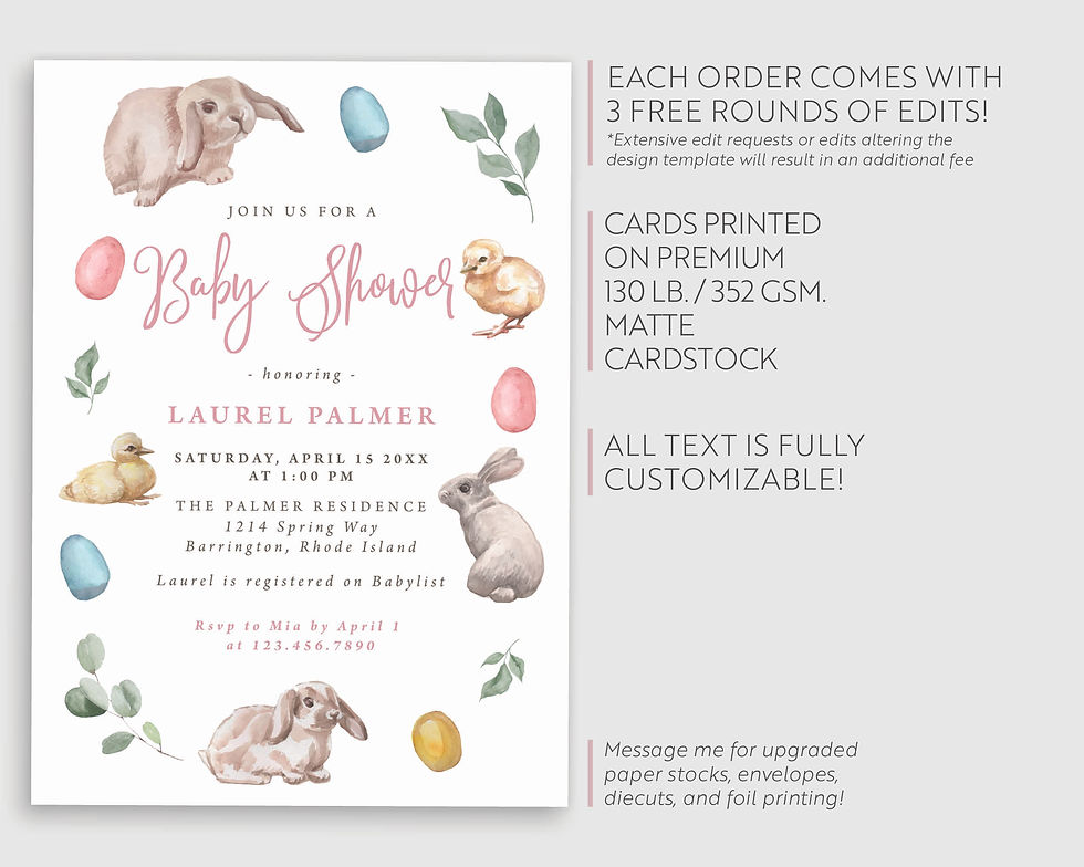 Thumbnail: LAUREL | Little Bunny Baby Shower Invitation