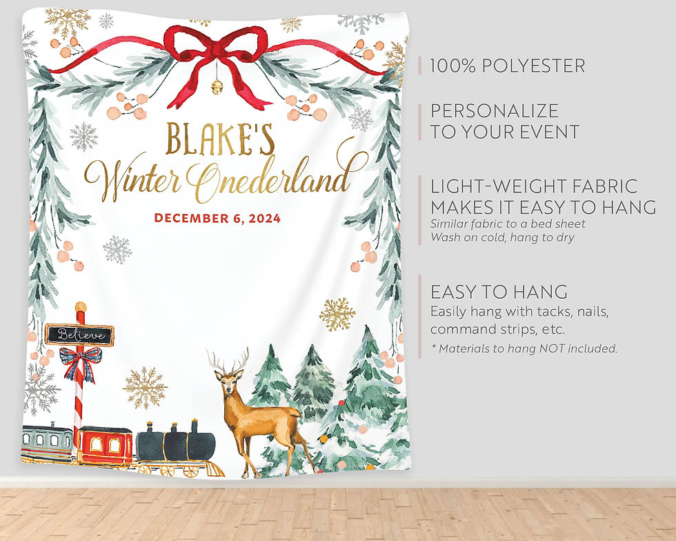 Thumbnail: Winter Red and Gold Christmas Town Party Backdrop