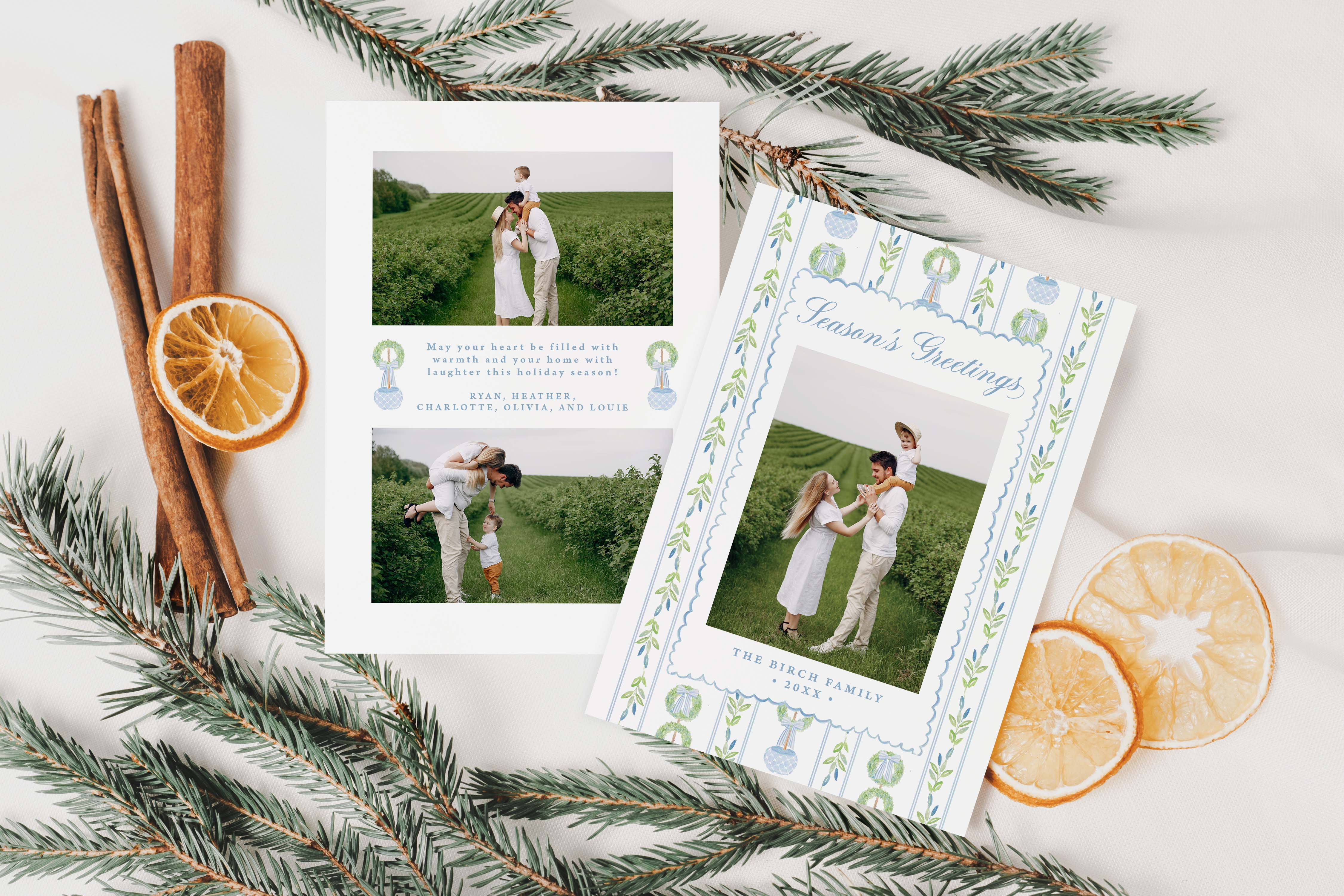 BIRCH | Holiday Topiaries and Bow Holiday Card