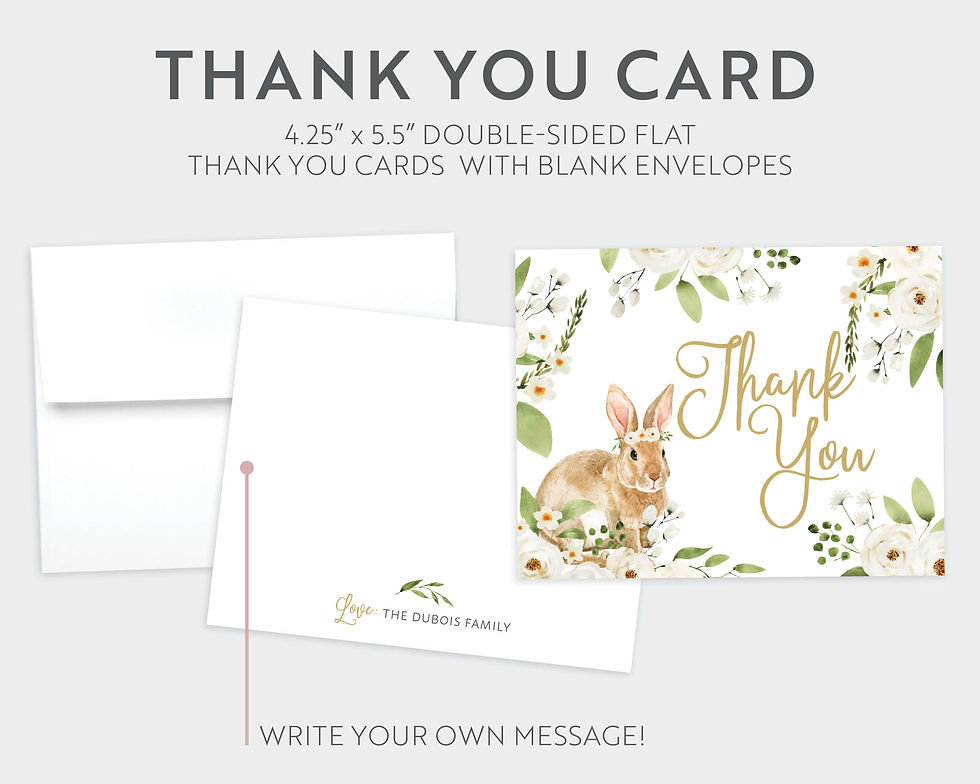 Thumbnail: Greenery and Gold Little Bunny Gender Reveal Invitation