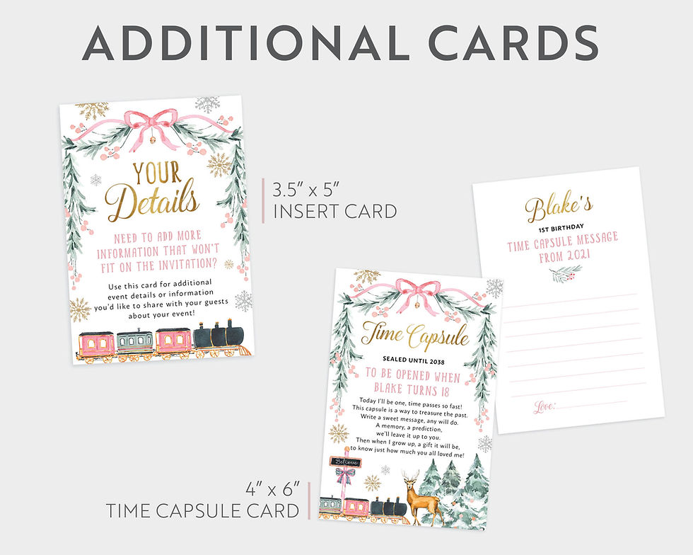 Thumbnail: Winter ONEderland Pink and Gold Christmas Winter Town 1st Birthday Invitation