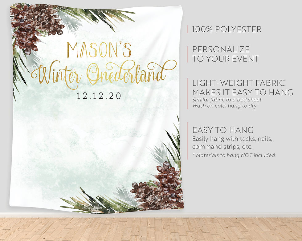 Thumbnail: Winter Greenery and Pinecone Gold Winter Party Backdrop