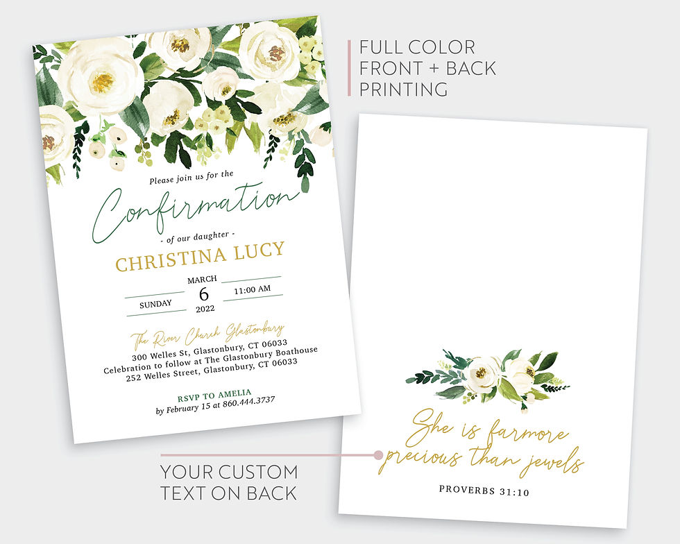Thumbnail: Lush Cream and Gold Greenery Religious Invitation