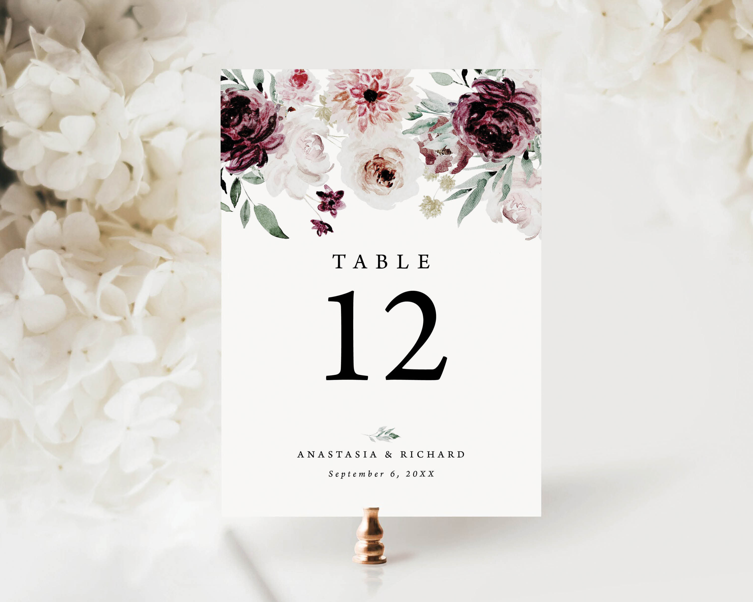 ANASTASIA | Moody and Muted Floral Table Numbers