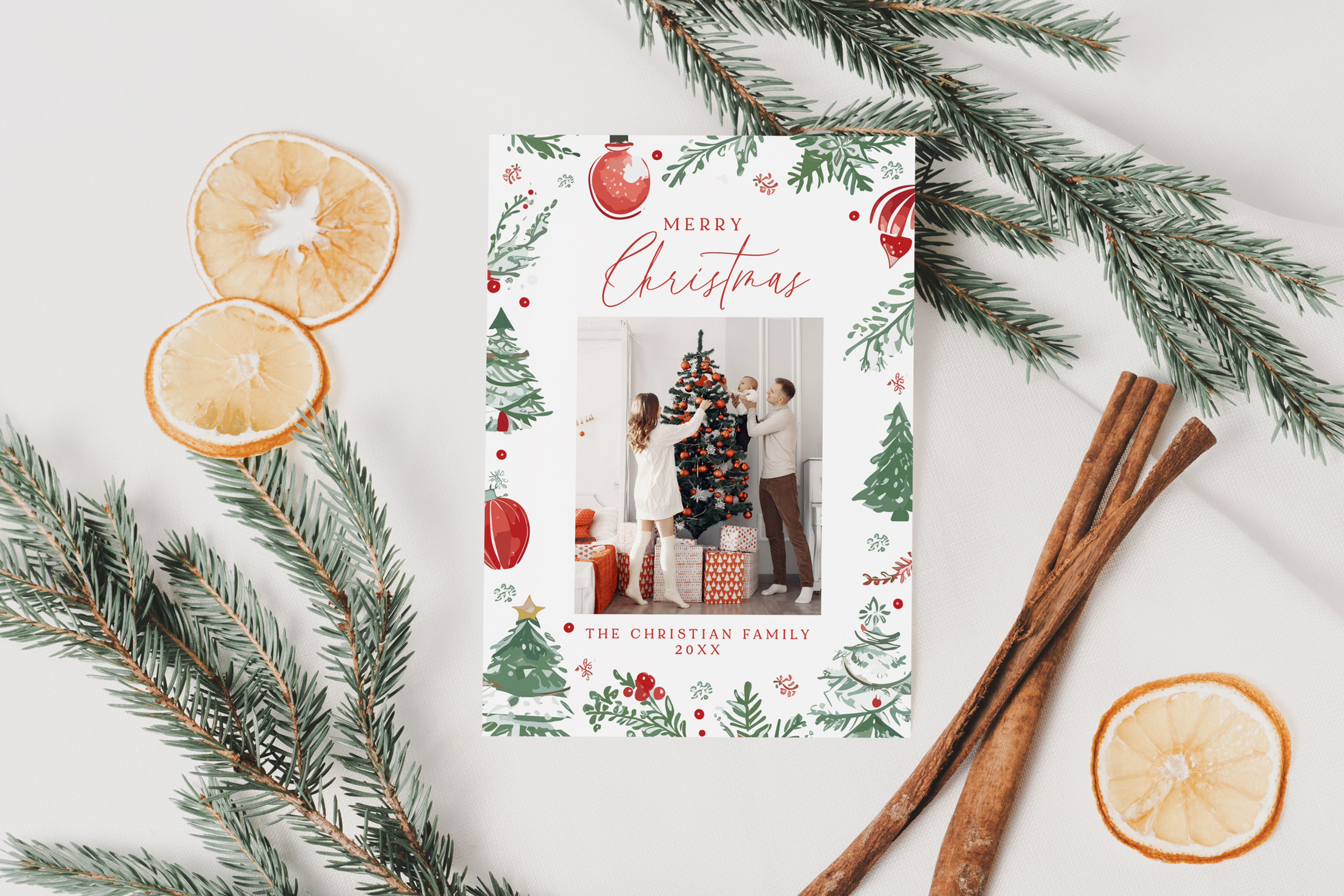 CHRIS | Watercolor Greenery and Holiday Card