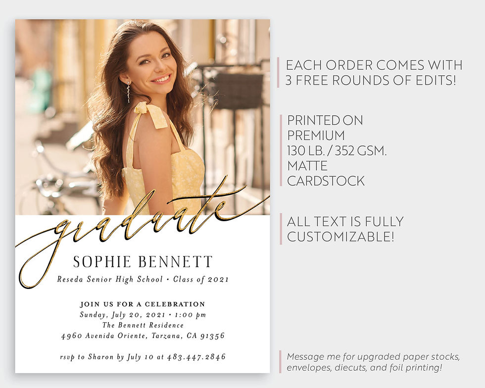 Thumbnail: ABIGAIL | Gold Glitter Graduation Announcement Party Invitation