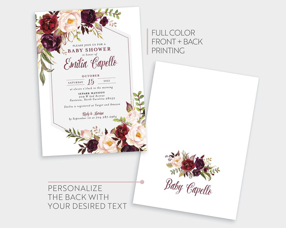 Thumbnail: Floral Marsala Blooms Baby Shower Invitation