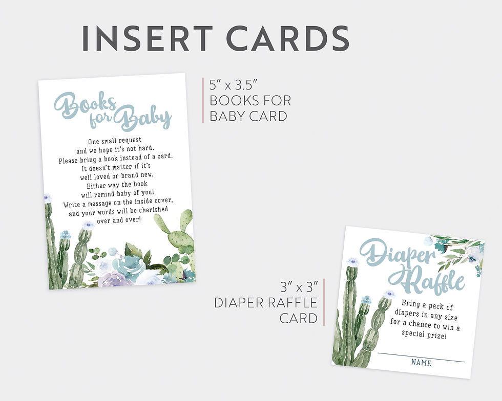 Thumbnail: Taco 'bout a Baby Blue Floral Cactus Baby Shower Invitation
