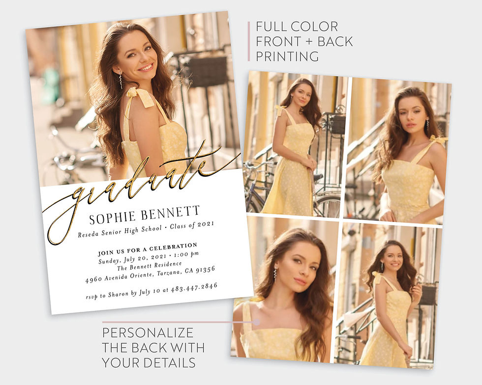 Thumbnail: ABIGAIL | Gold Glitter Graduation Announcement Party Invitation