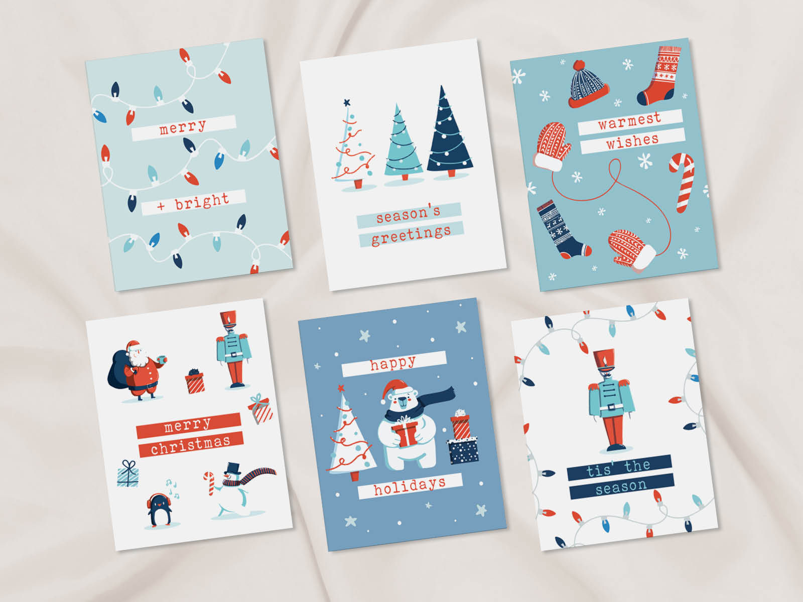 6 Pack Holiday Christmas Winter Greeting Card Set (GC2)
