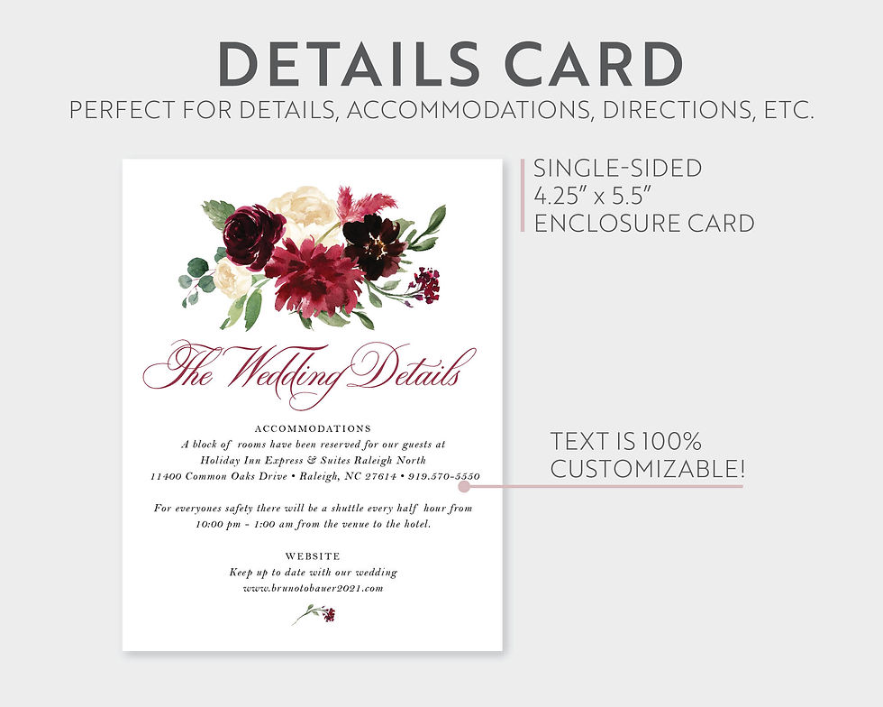 Thumbnail: Burgundy and Gold Floral Wedding Invitation Suite