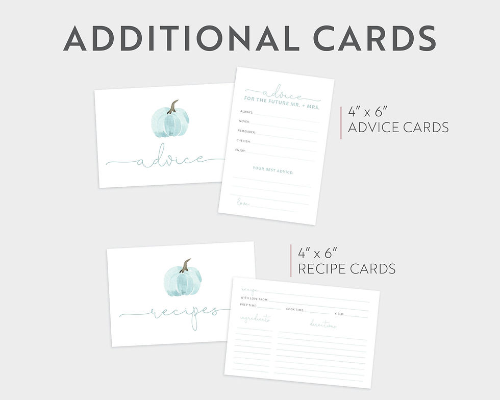 Thumbnail: Fall in Love Aqua Blue Scattered Pumpkins Bridal Shower Invitation