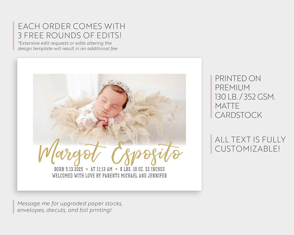 Thumbnail: Margot Newborn Baby Birth Announcement