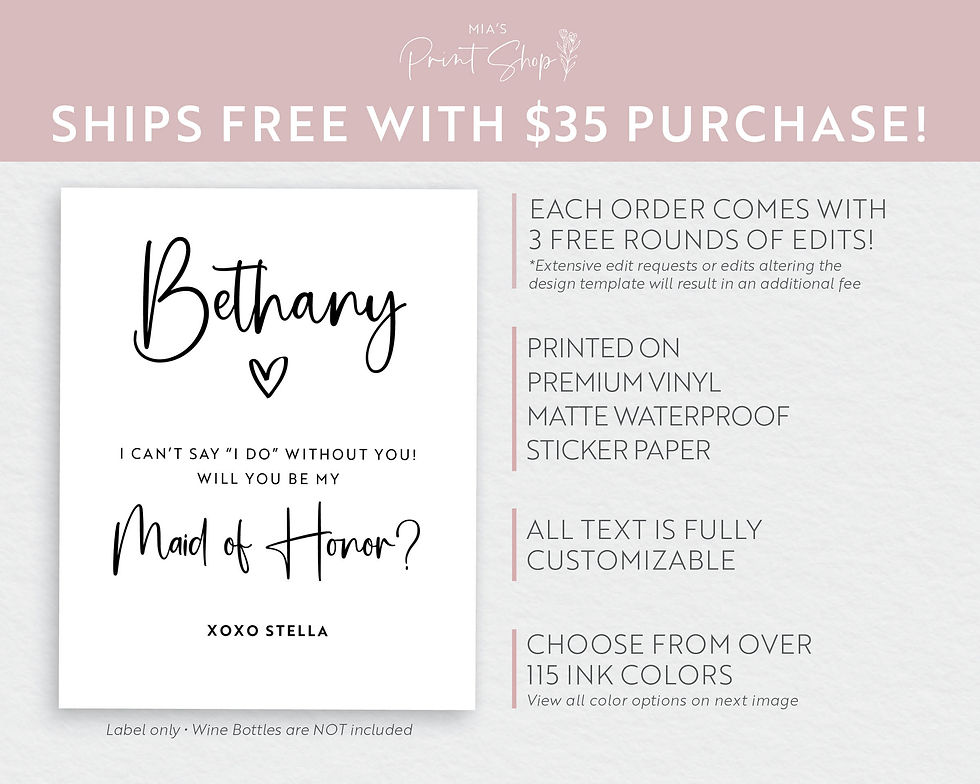 Thumbnail: Bridesmaid Proposal Wine and Champagne Labels (878)