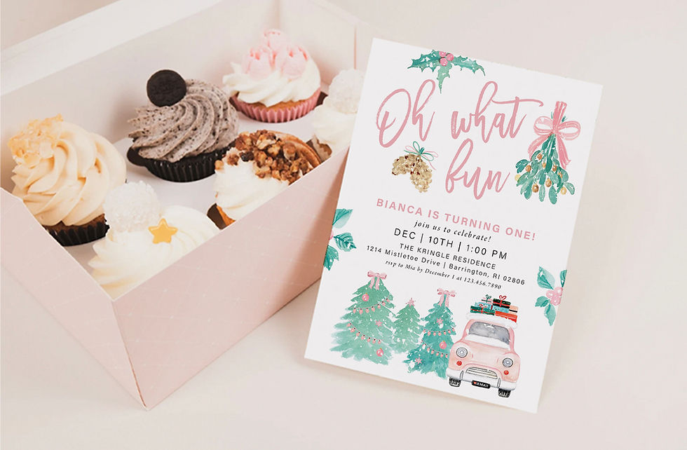 Thumbnail: BIANCA | Oh What Fun Pink Winter Birthday Invitation