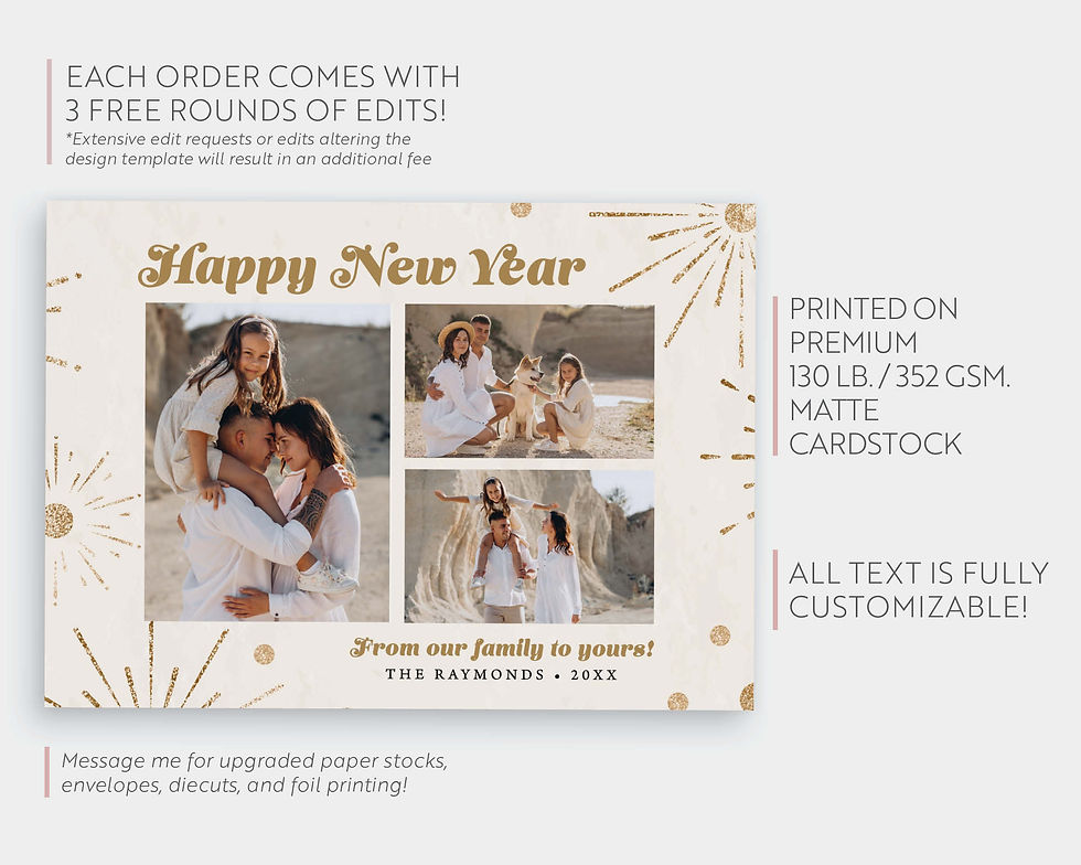 Thumbnail: RAYMOND | Gold Glitter New Year Holiday Card