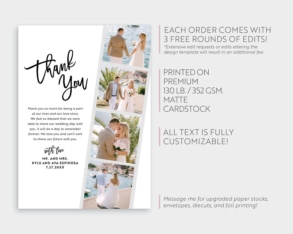 Thumbnail: Lila Photo Booth Strip Wedding Thank You Card
