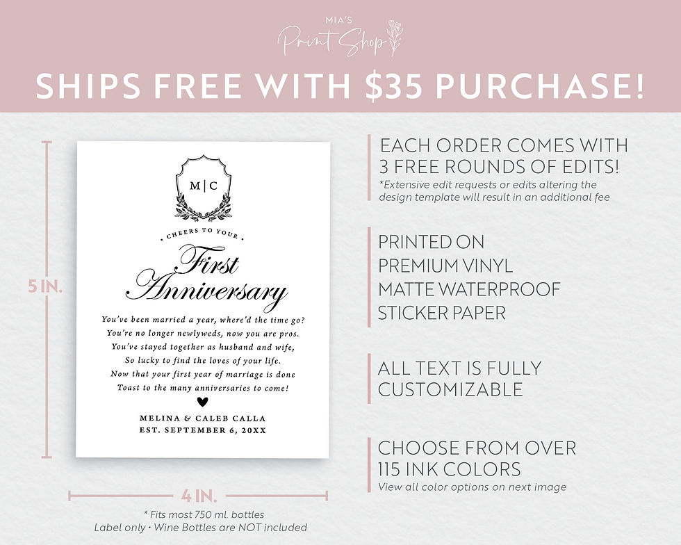 Thumbnail: Delicate Crest Wedding Milestone Labels (967)