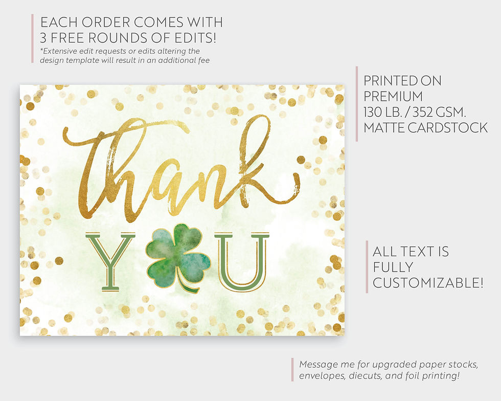Thumbnail: Shamrock and Gold Glitter Confetti Thank You Card
